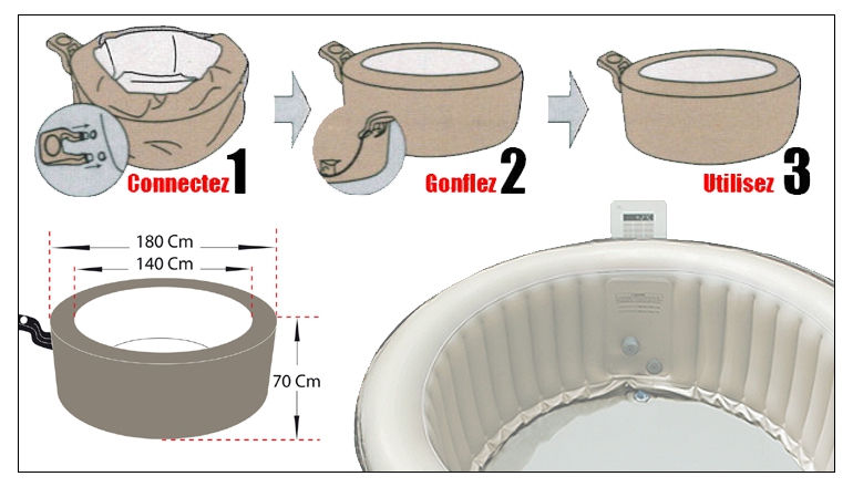 spa gonflable 180 cm