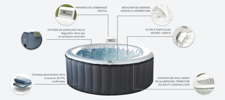 spa gonflable a bulles 4 personnes