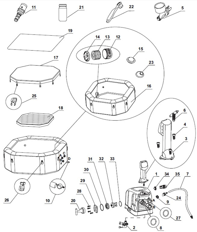 spa intex gonflable piece detachee