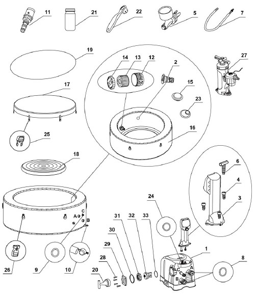 spa intex gonflable piece detachee