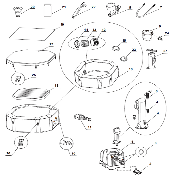 spa intex gonflable piece detachee