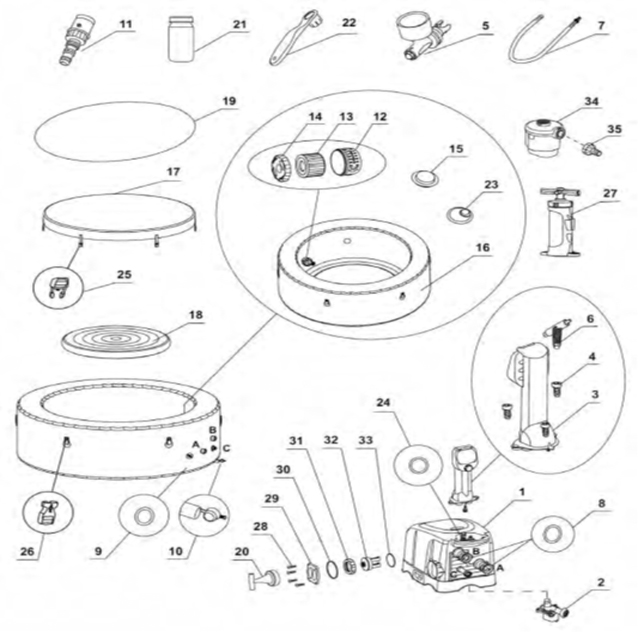 spa intex gonflable piece detachee